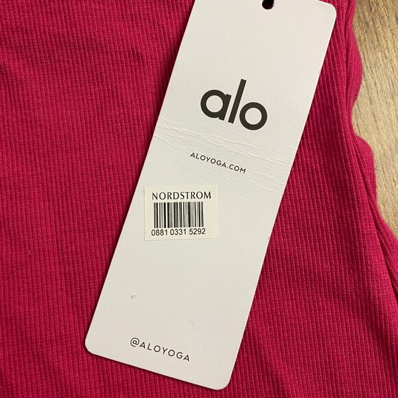 ALO YOGA Ribbed Aspire Full Length Tank Pink Tank Top - Picture 4 of 7